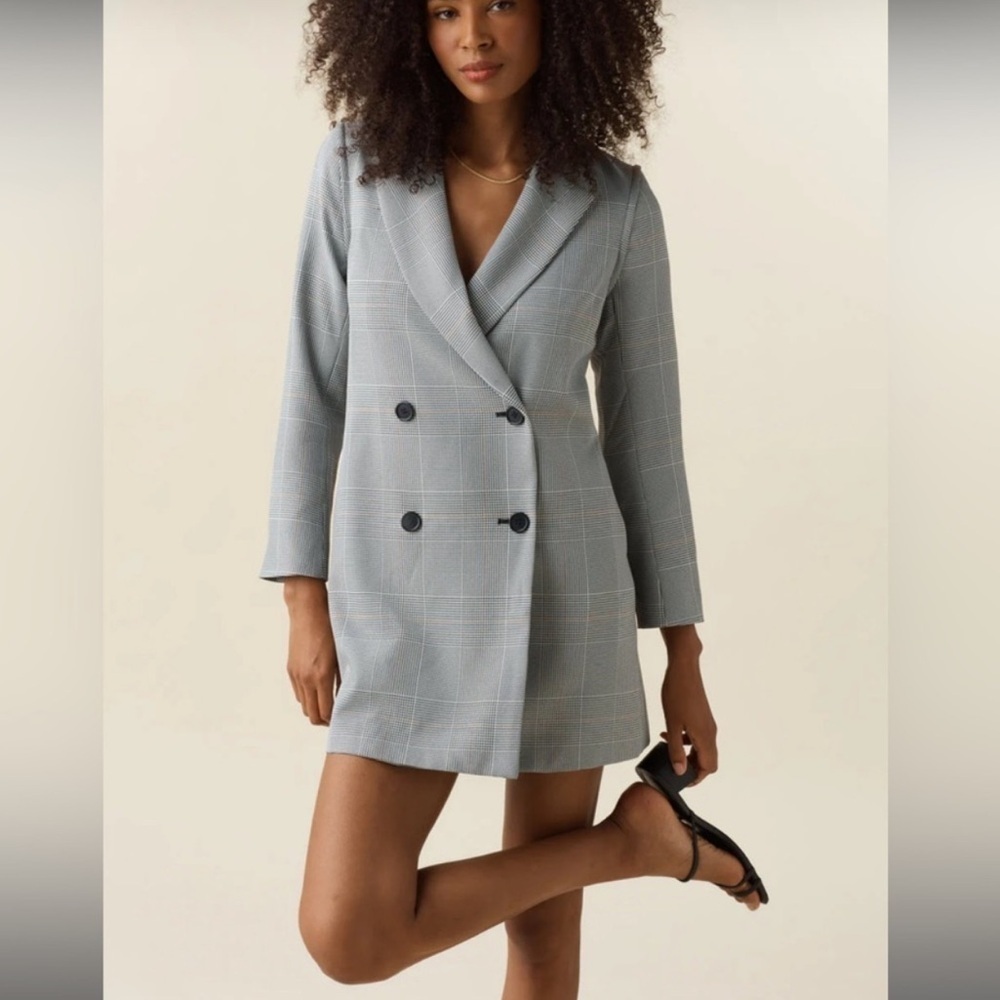 Vetta Capsule Convertible Blazer DressPlaid Oversized 3-in-1Versatile Jacket B15